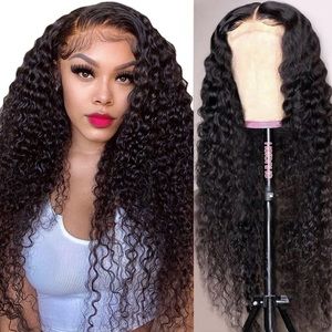 💫 26” 100% HUMAN HAIR DEEP BRAZILIAN WAVY LACE FRONT 4 x 4 FRONT PART WIG *NEW*